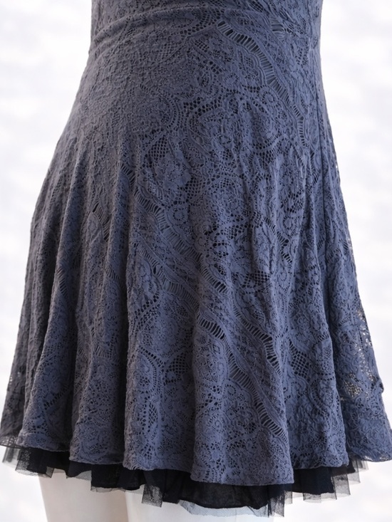 Free People Charcoal Blueish Gray Lace Fit & Flare Dress Size Small - Picture 4 of 8